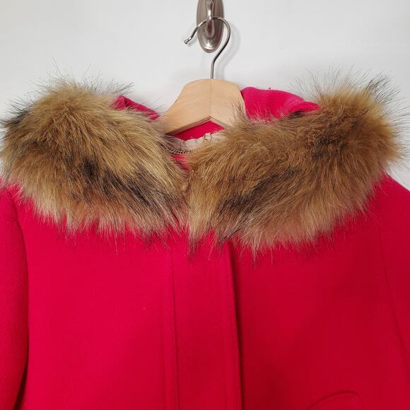 J Crew Petite Chateau Parka Coat Italian Stadium Cloth Wool Bright Pink 4P - Picture 5 of 10